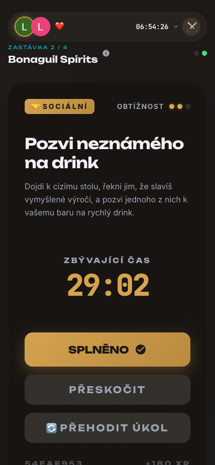 DrinksUp — a task at the bar during the game